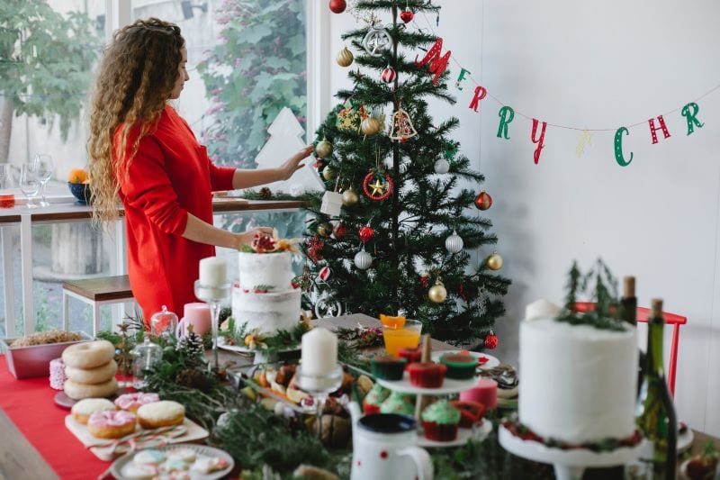 girl decorated tree